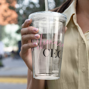 Moderne minimale militaire CEO   Roze en zwart Acryl Drinkbeker
