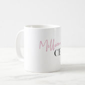 Moderne minimale militaire CEO | Roze en zwart Koffiemok (Voorkant links)