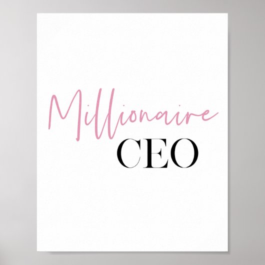 Moderne minimale militaire CEO | Roze en zwart Poster (Voorkant)