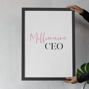 Moderne minimale militaire CEO   Roze en zwart Poster
