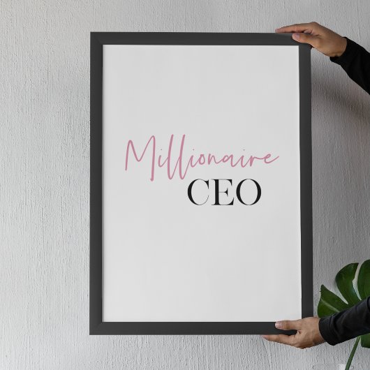 Moderne minimale militaire CEO | Roze en zwart Poster