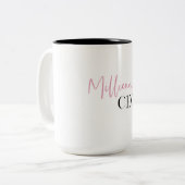 Moderne minimale militaire CEO | Roze en zwart Tweekleurige Koffiemok (Voorkant links)