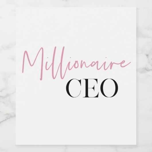 Moderne minimale militaire CEO | Roze en zwart Wijn Etiket (Enkel label)