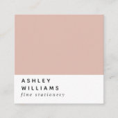Moderne minimale Millenniale Blush Pink Social Med Vierkante Visitekaartje (Voorkant)