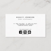 Moderne minimale Millenniale Blush Pink Social Med Visitekaartje (Achterkant)