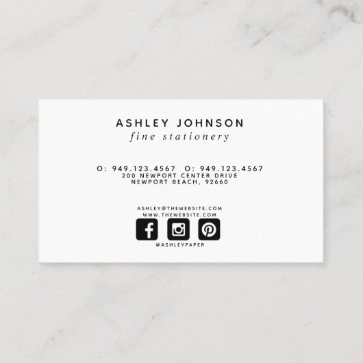 Moderne minimale Millenniale Blush Pink Social Med Visitekaartje (Achterkant)