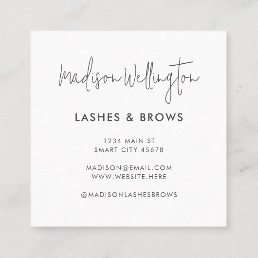 Moderne minimale Mint Green Script-streepjes Vierkante Visitekaartje (Achterkant)