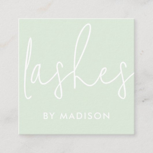 Moderne minimale Mint Green Script-streepjes Vierkante Visitekaartje (Voorkant)