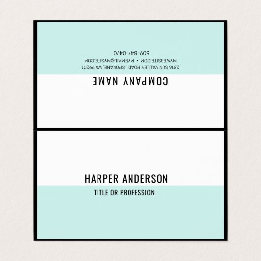 Moderne minimale mint-Visitekaartjes Visitekaartje (Buitenkant ongevouwen)