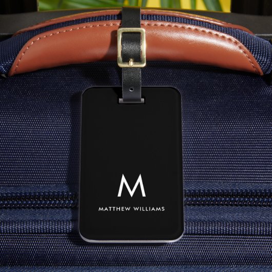 Moderne Minimale Monogram Aangepast Bagagelabel (Voorkant Insitu 2)