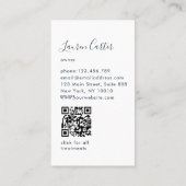 Moderne Minimale Monogram Blauw Blush QR-code Visitekaartje (Achterkant)