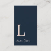 Moderne Minimale Monogram Blauw Blush QR-code Visitekaartje (Voorkant)