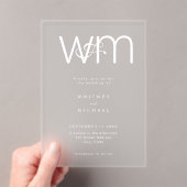 Moderne minimale monogram bruiloft acryl uitnodigingen (Insitu (Draagbaar))