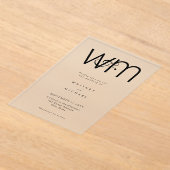 Moderne minimale monogram bruiloft acryl uitnodigingen (Laagn)