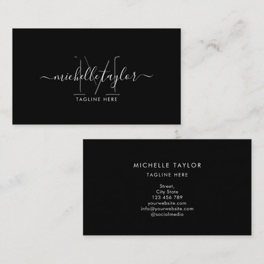 Moderne minimale monogram eenvoudig Visitekaartje (Voorkant / Achterkant)