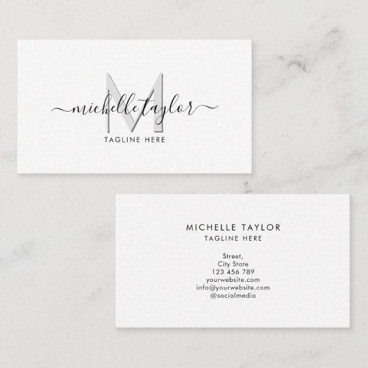 Moderne minimale monogram eenvoudig Visitekaartje (Voorkant / Achterkant)