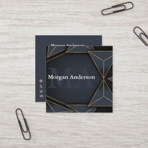 Moderne Minimale Monogram en Metalen Polygon Houts Vierkante Visitekaartje
