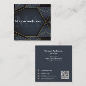 Moderne Minimale Monogram en Metalen Polygon Houts Vierkante Visitekaartje (Voorkant / Achterkant)