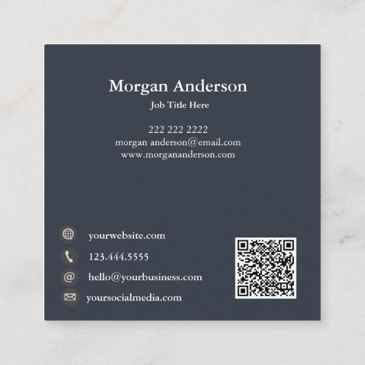 Moderne Minimale Monogram en Metalen Polygon Houts Vierkante Visitekaartje (Achterkant)