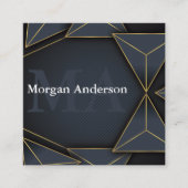 Moderne Minimale Monogram en Metalen Polygon Houts Vierkante Visitekaartje (Voorkant)