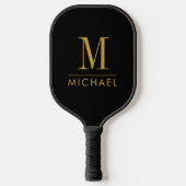 Moderne Minimale Monogram Gouden Naam Aangepast Zw Pickleball Paddle (Voorkant)