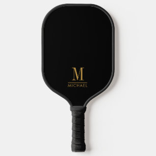 Moderne Minimale Monogram Gouden Naam Aangepast Zw Pickleball Paddle