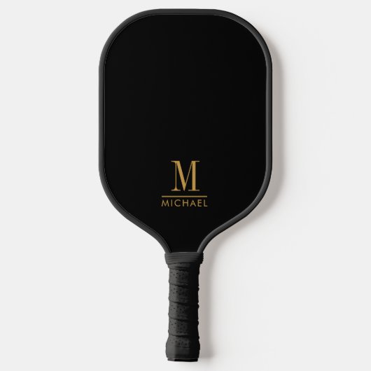 Moderne Minimale Monogram Gouden Naam Aangepast Zw Pickleball Paddle (Achterkant)