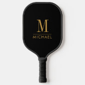 Moderne Minimale Monogram Gouden Naam Aangepast Zw Pickleball Paddle (Voorkant)