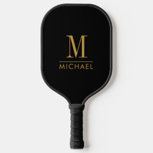 Moderne Minimale Monogram Gouden Naam Aangepast Zw Pickleball Paddle