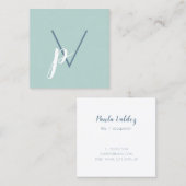 Moderne minimale monogram groen vierkante visitekaartje (Voorkant / Achterkant)