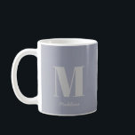 Moderne minimale monogram Initiaal grijze naam Koffiemok<br><div class="desc">Modern minimaal Monogram Initiaal Grijs Naam Koffie Mok</div>