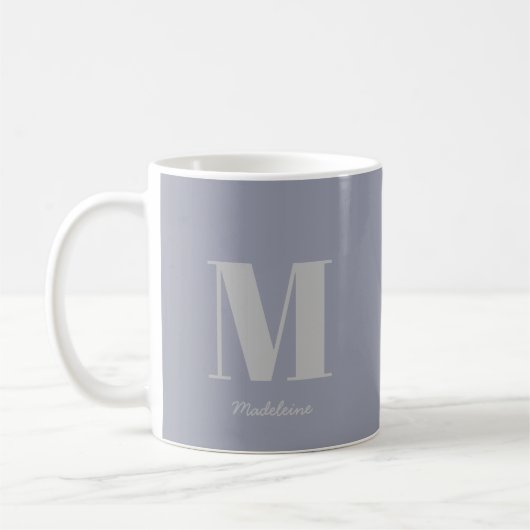 Moderne minimale monogram Initiaal grijze naam Koffiemok (Links)