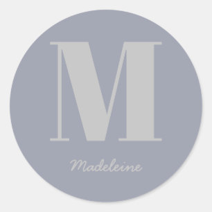 Moderne minimale monogram Initiaal grijze naam Ronde Sticker