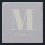 Moderne minimale monogram Initiaal grijze naam Stenen Onderzetter<br><div class="desc">Matig minimaal monogram Initiaal Paars grijze naamsteen Onderzetter</div>