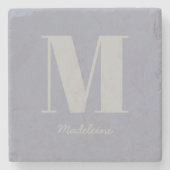 Moderne minimale monogram Initiaal grijze naam Stenen Onderzetter (Voorkant)