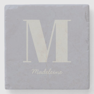 Moderne minimale monogram Initiaal grijze naam Stenen Onderzetter