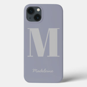 Moderne minimale monogram Initiaal Paarse grijze n Case-Mate iPhone Case