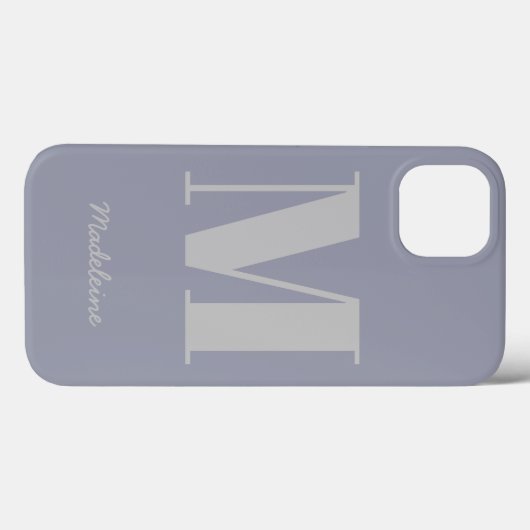 Moderne minimale monogram Initiaal Paarse grijze n Case-Mate iPhone Case (Achterkant (horizontaal))