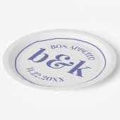 Moderne minimale monogram Initialen Paars huwelijk Papieren Bordje (Gekanteld)