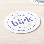 Moderne minimale monogram Initialen Paars huwelijk Ronde Kartonnen Onderzetter (Gebogen)