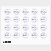 Moderne minimale monogram Initialen PAARS huwelijk Ronde Sticker (Vel)