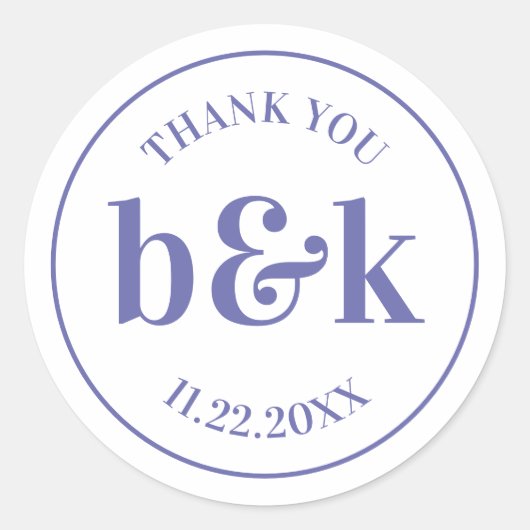 Moderne minimale monogram Initialen PAARS huwelijk Ronde Sticker (Voorkant)