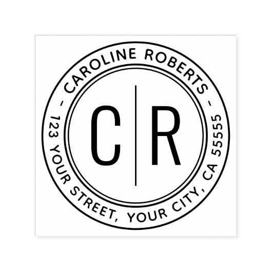 Moderne minimale monogram initialen retouradres  zelfinktende stempel (Design)