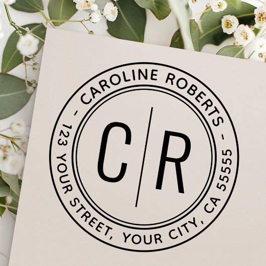 Moderne minimale monogram initialen retouradres  zelfinktende stempel