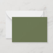 Moderne minimale monogram naam Olive Green Notitiekaartje (Achterkant)