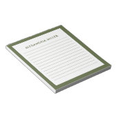 Moderne minimale monogram naam Olive Notitieblok (Schuin)