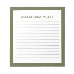 Moderne minimale monogram naam Olive Notitieblok