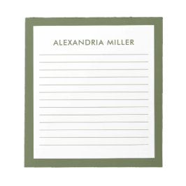 Moderne minimale monogram naam Olive Notitieblok
