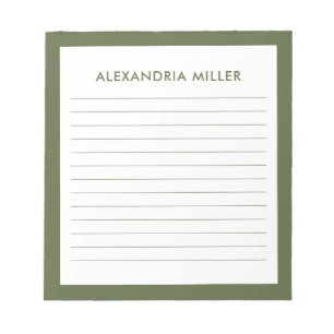 Moderne minimale monogram naam Olive Notitieblok