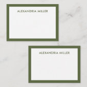 Moderne minimale monogram naam Olive Notitiekaartje (Voorkant / Achterkant)